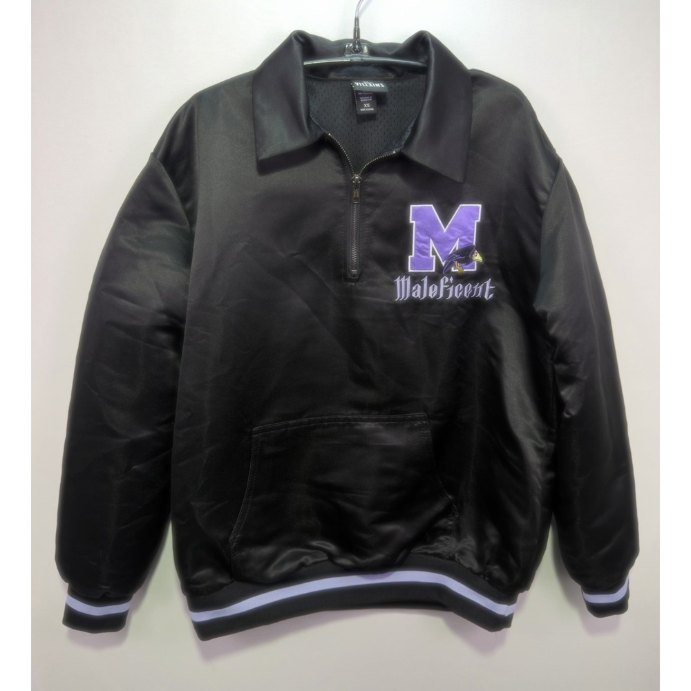 Disney Villains Maleficent Satin 1/4 Zip Pullover Jacket Women's XS Black Dragon
